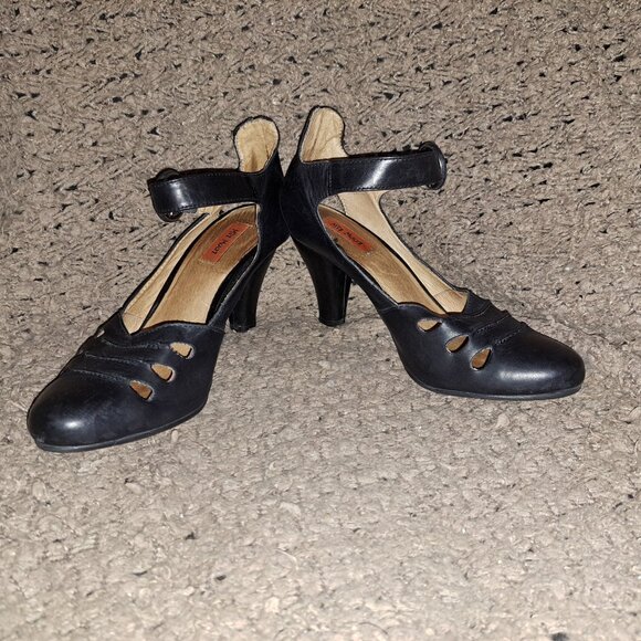 MIZ MOOZ-Strawberry-Black Leather-Ankle Wrap Heels-Sz 8-Excellent - Picture 4 of 8